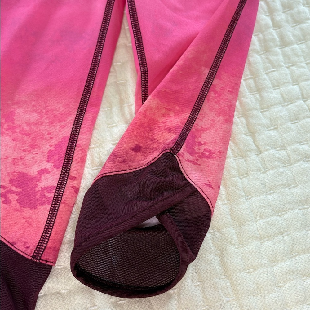 Girls Pink and Burgundy Athletic Legging and Gray Legging